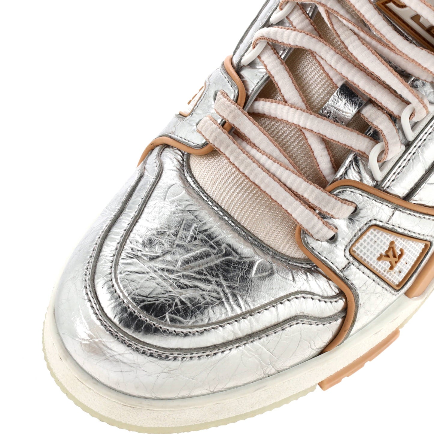 Men's LV Trainer Sneakers Monogram Embossed Metallic Leather