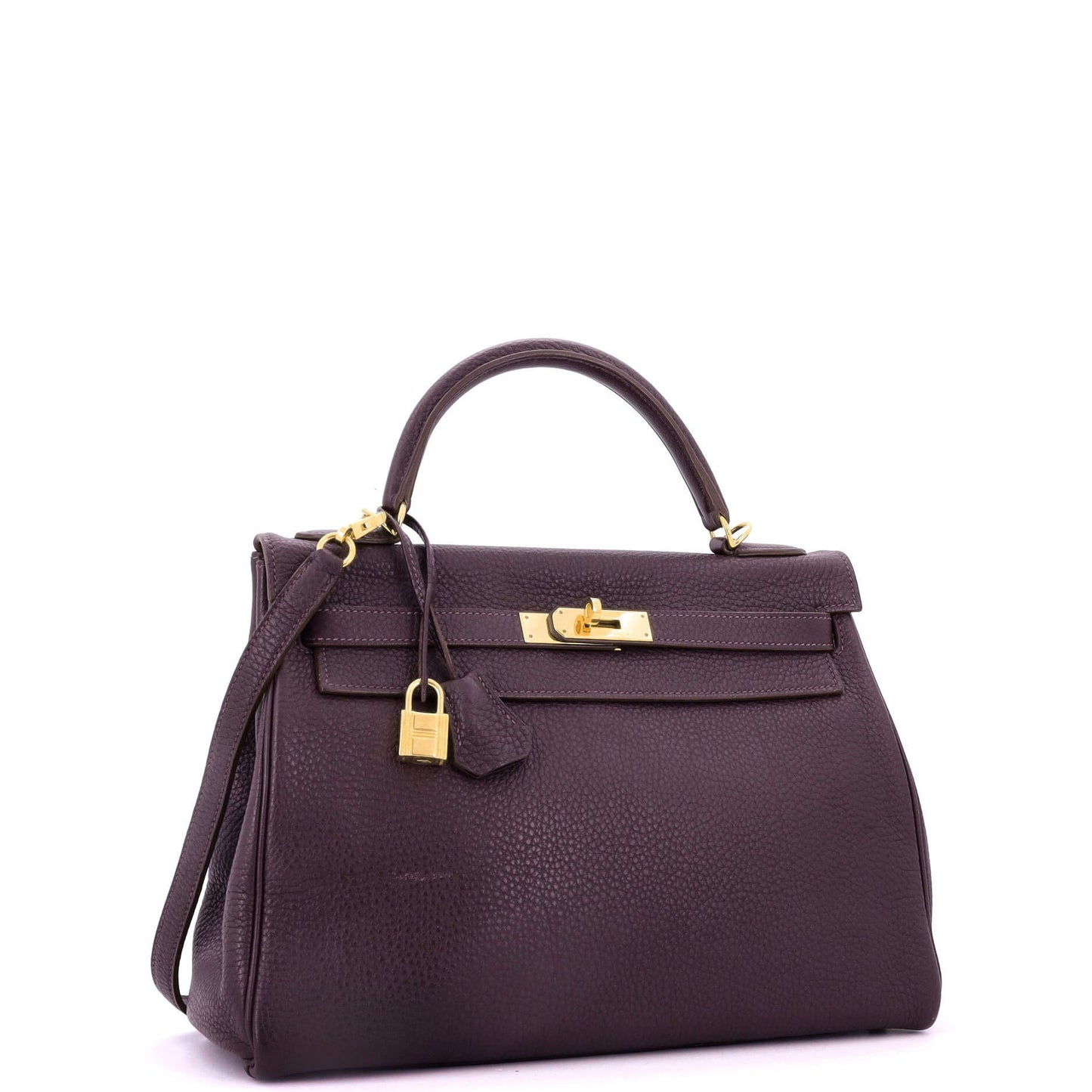 Kelly Handbag Raisin Togo with Gold Hardware 32