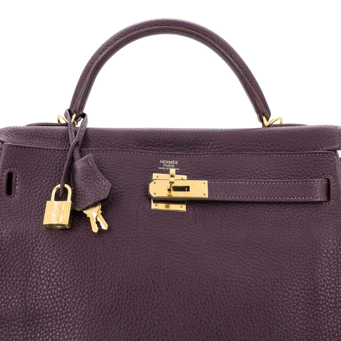 Kelly Handbag Raisin Togo with Gold Hardware 32