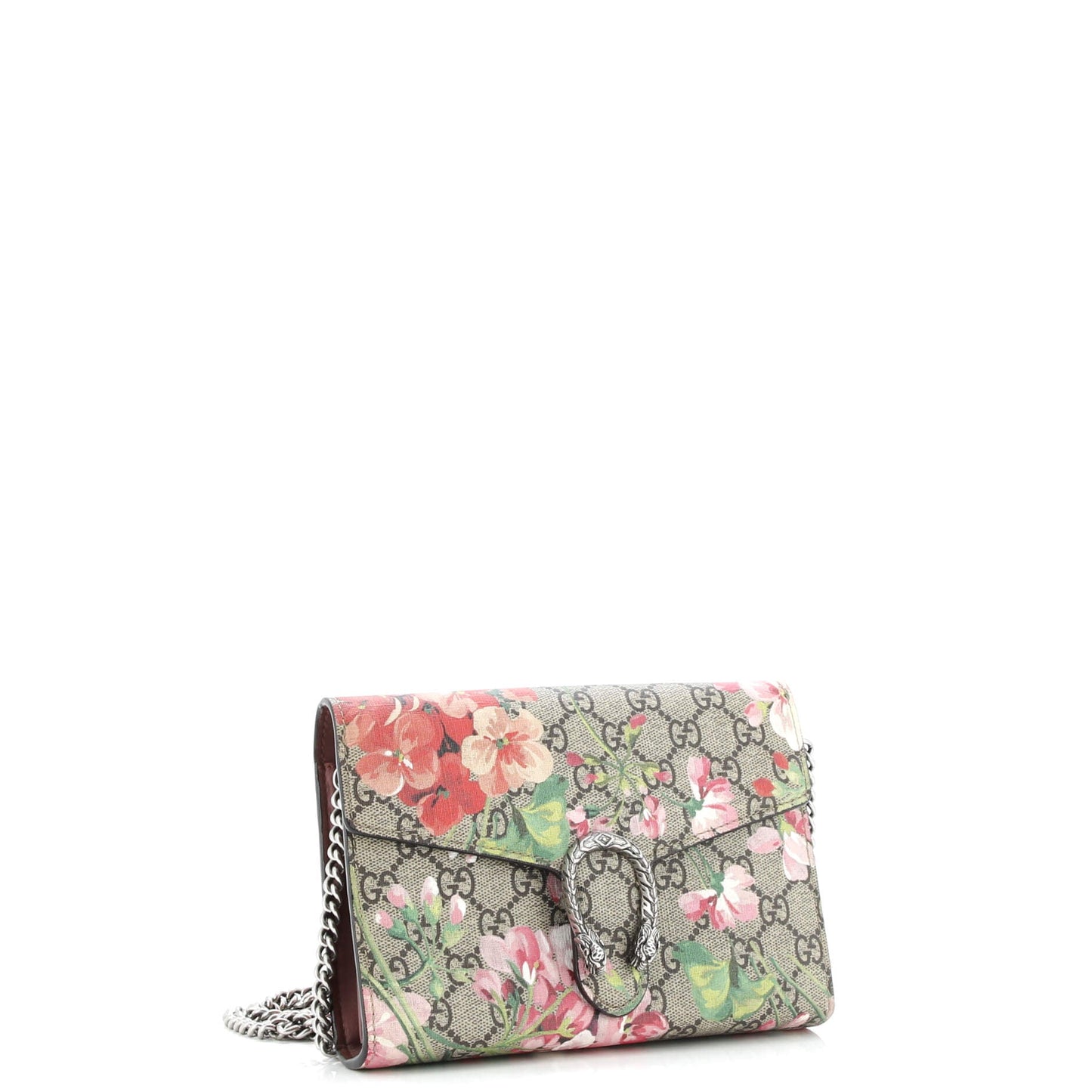 Dionysus Chain Wallet Blooms Print GG Coated Canvas Small