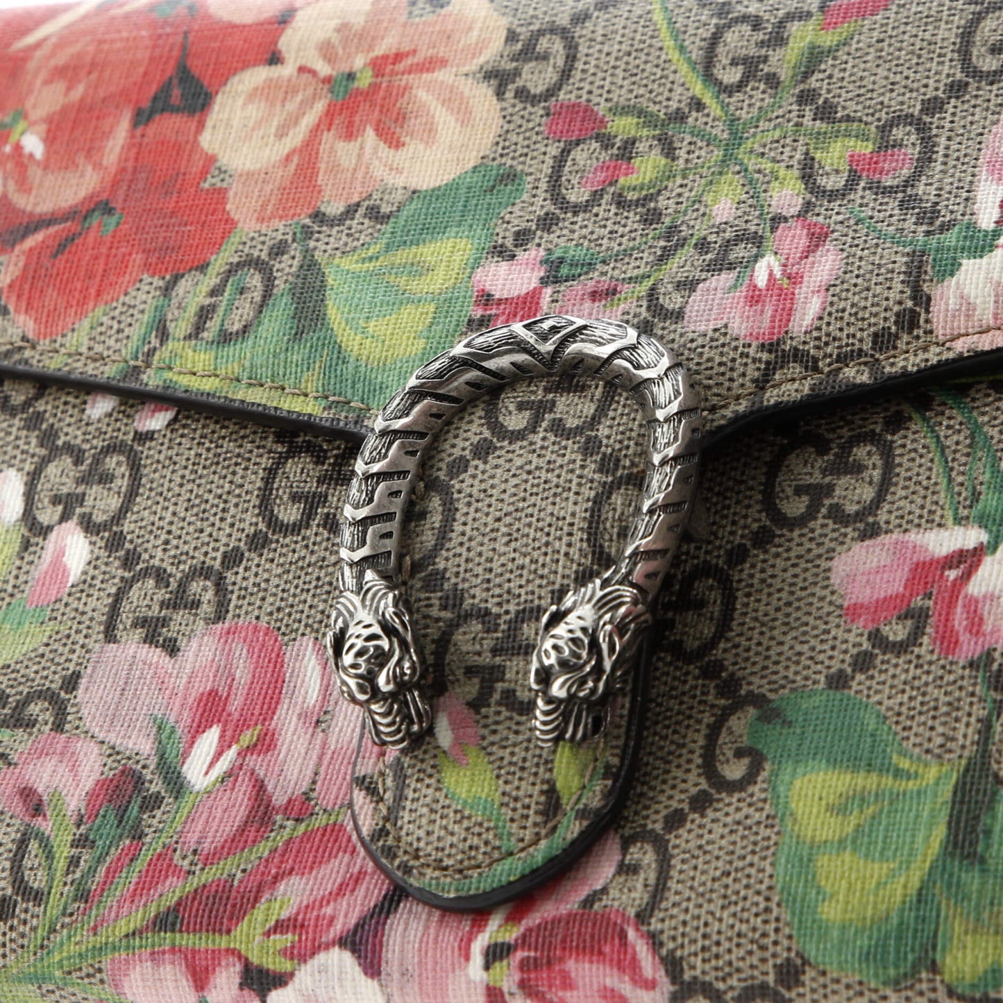 Dionysus Chain Wallet Blooms Print GG Coated Canvas Small