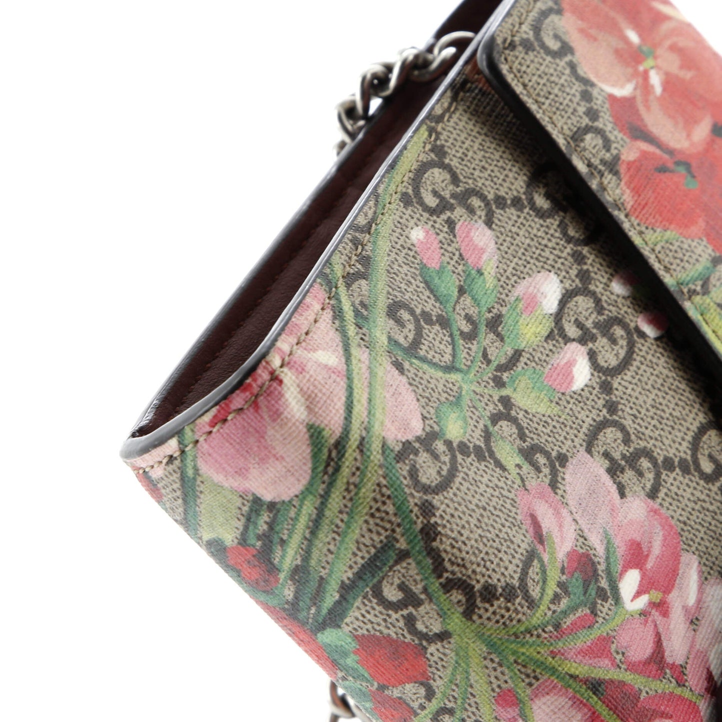 Dionysus Chain Wallet Blooms Print GG Coated Canvas Small