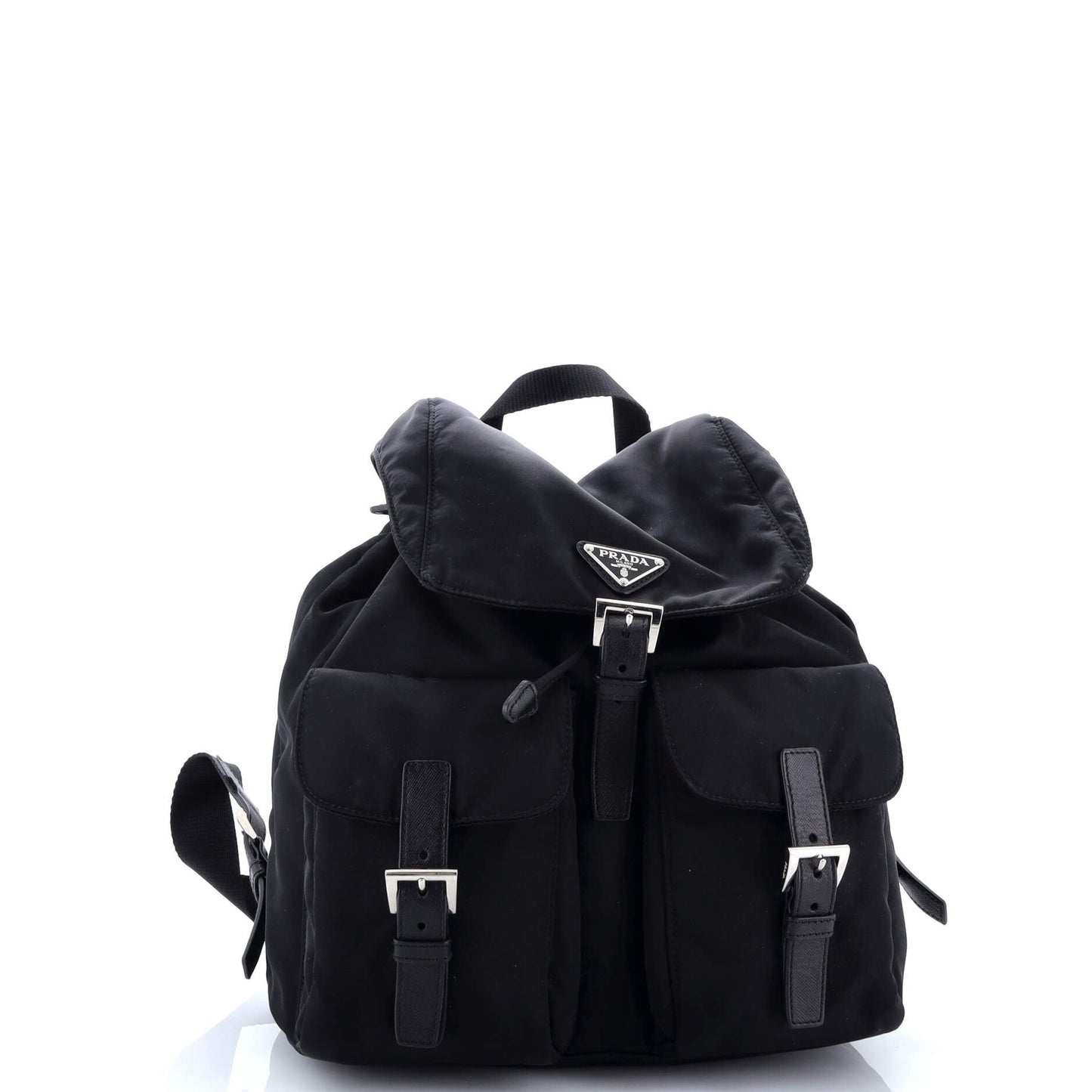 Vela Double Front Pocket Backpack Tessuto with Saffiano Leather Small