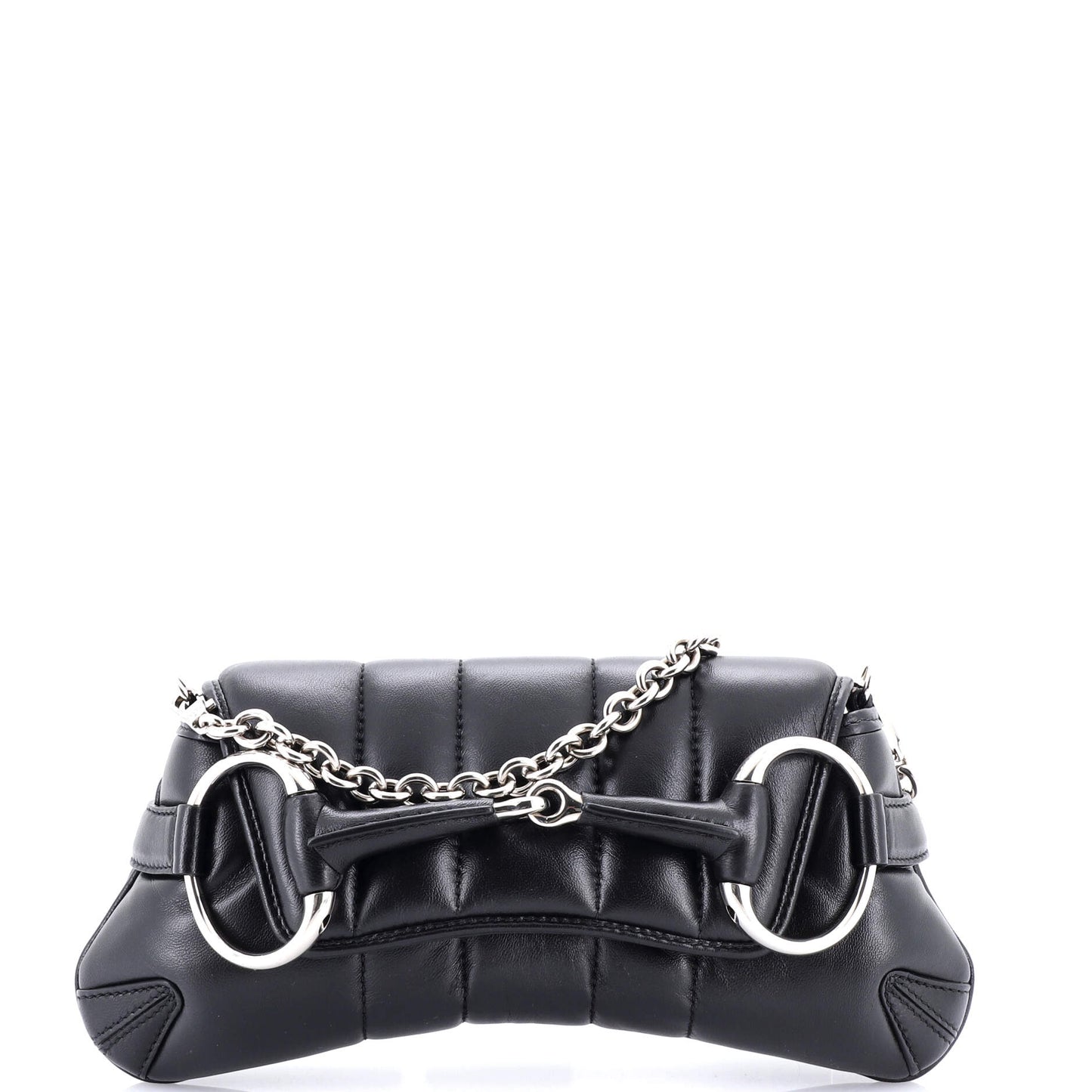 Horsebit Chain Shoulder Bag Vertical Quilted Leather Small