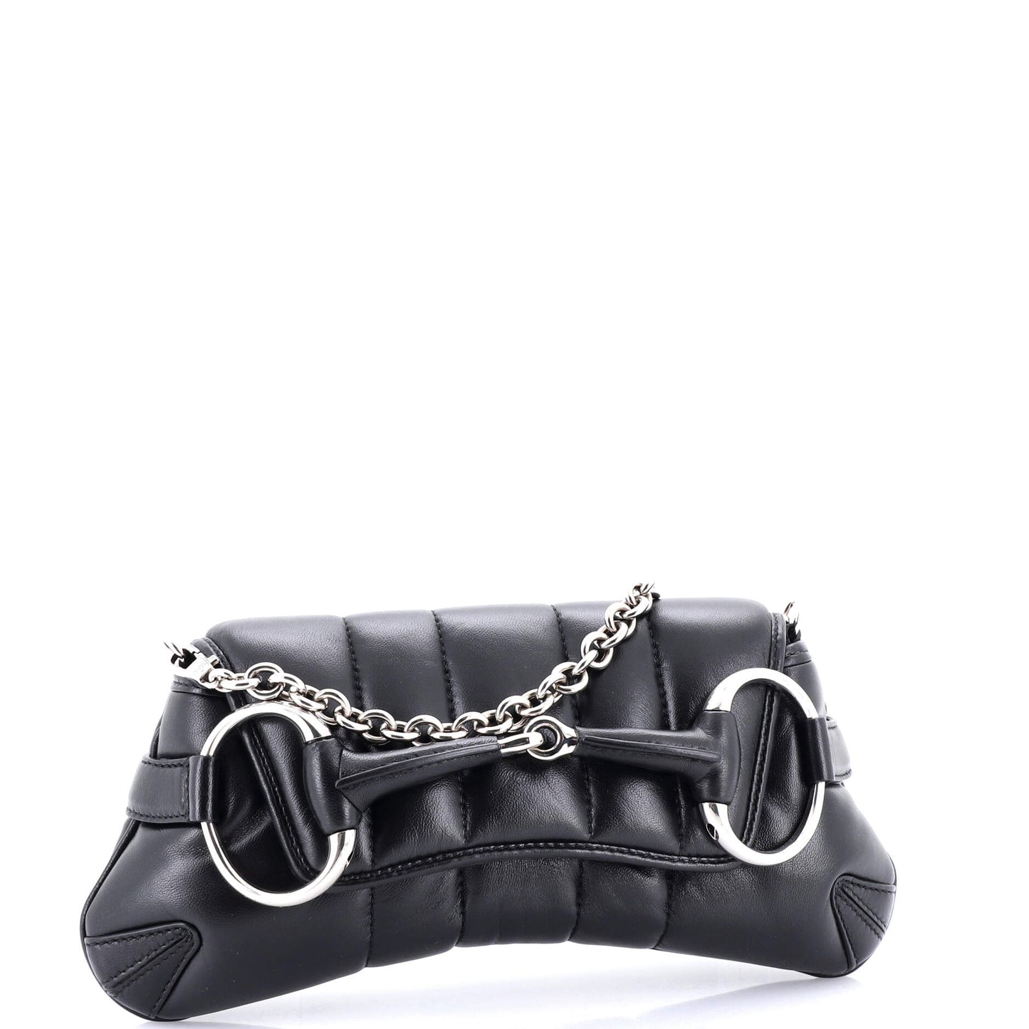 Horsebit Chain Shoulder Bag Vertical Quilted Leather Small