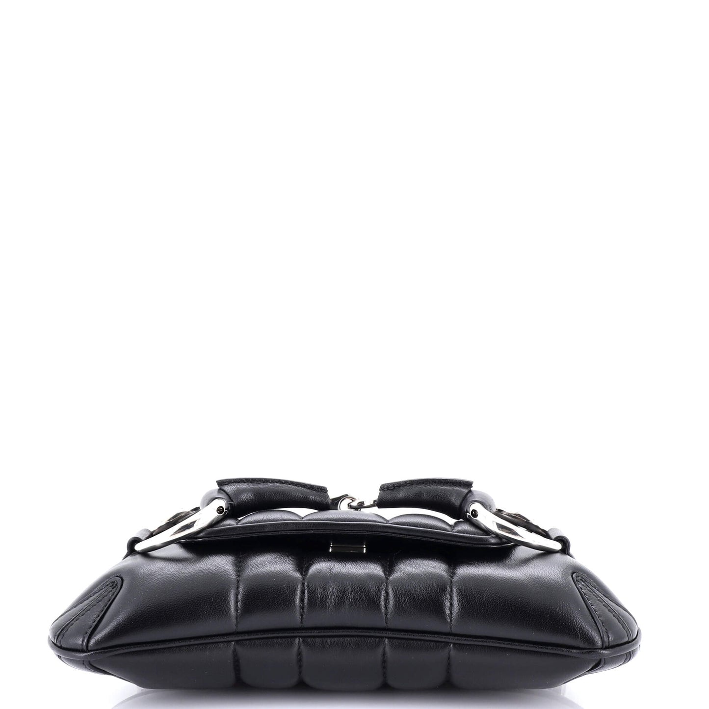 Horsebit Chain Shoulder Bag Vertical Quilted Leather Small