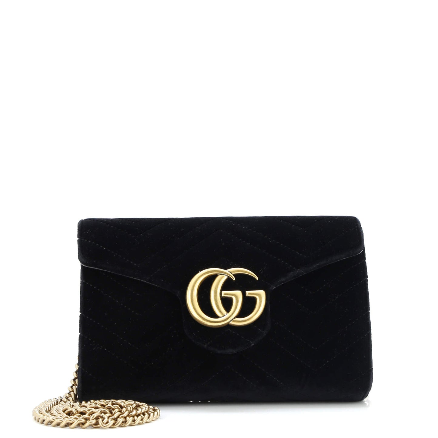 GG Marmont Chain Wallet Matelasse Velvet Mini