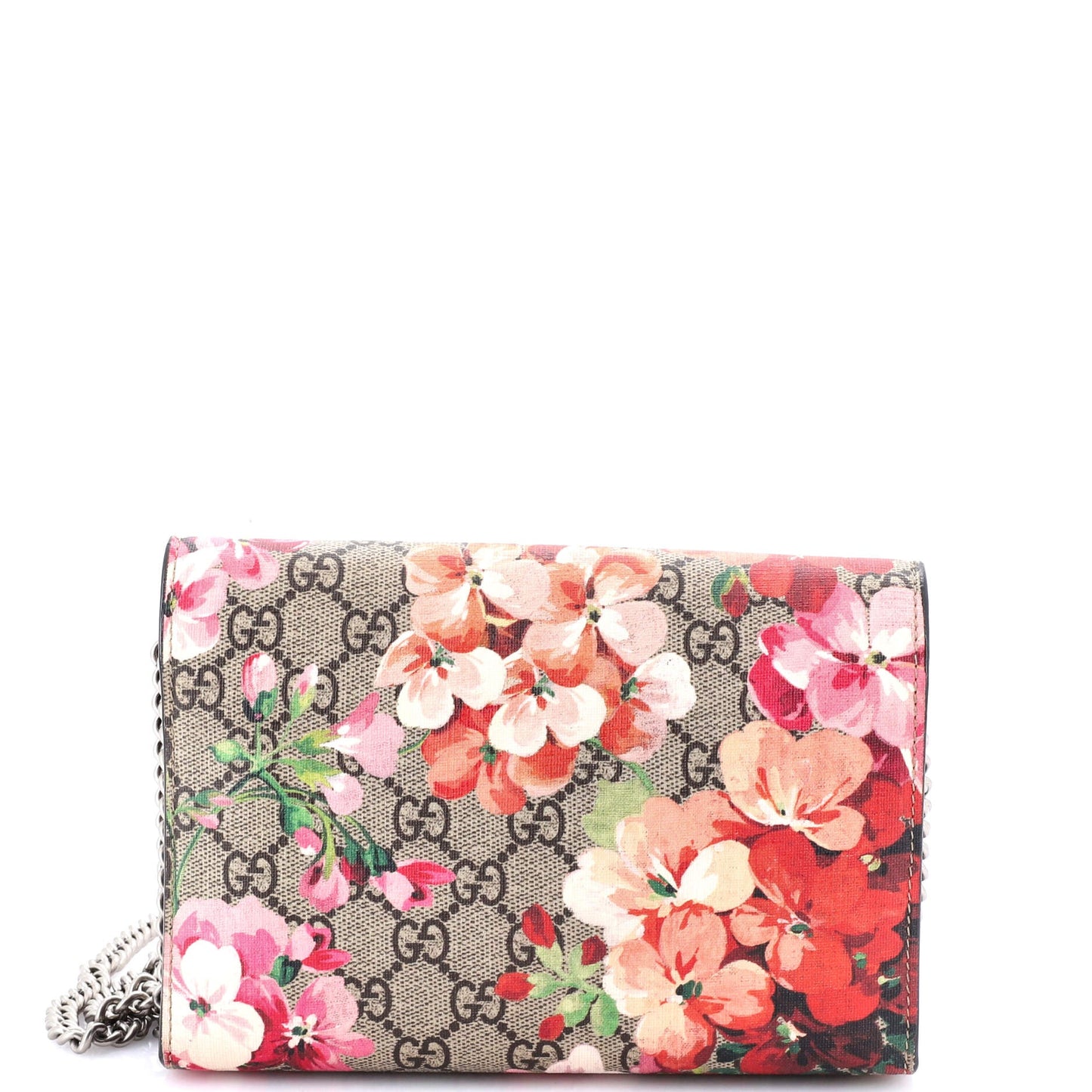Dionysus Chain Wallet Blooms Print GG Coated Canvas Small