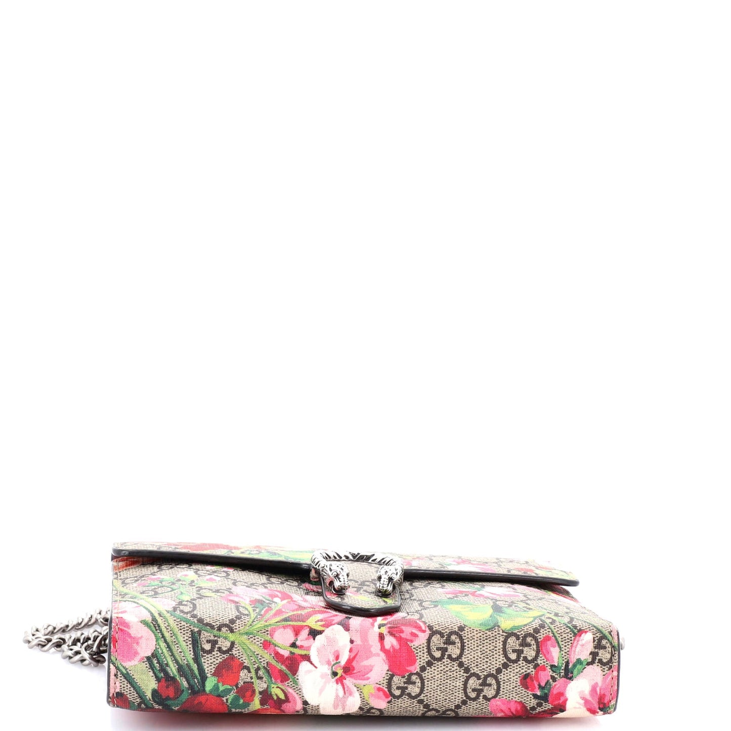 Dionysus Chain Wallet Blooms Print GG Coated Canvas Small