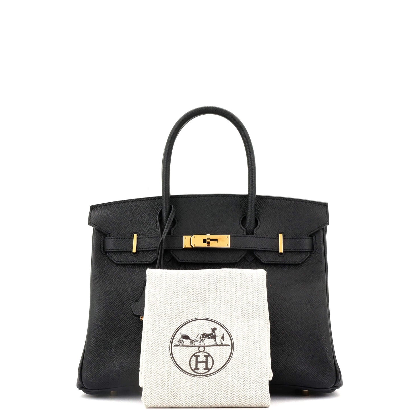 Birkin Handbag Noir Epsom with Gold Hardware 30