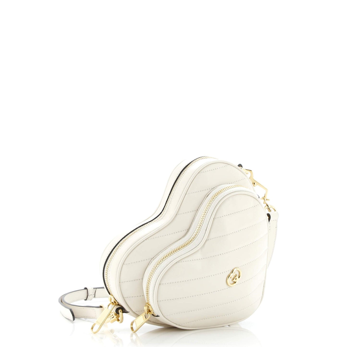 Interlocking G Heart Shoulder Bag Diagonal Quilted Leather Mini