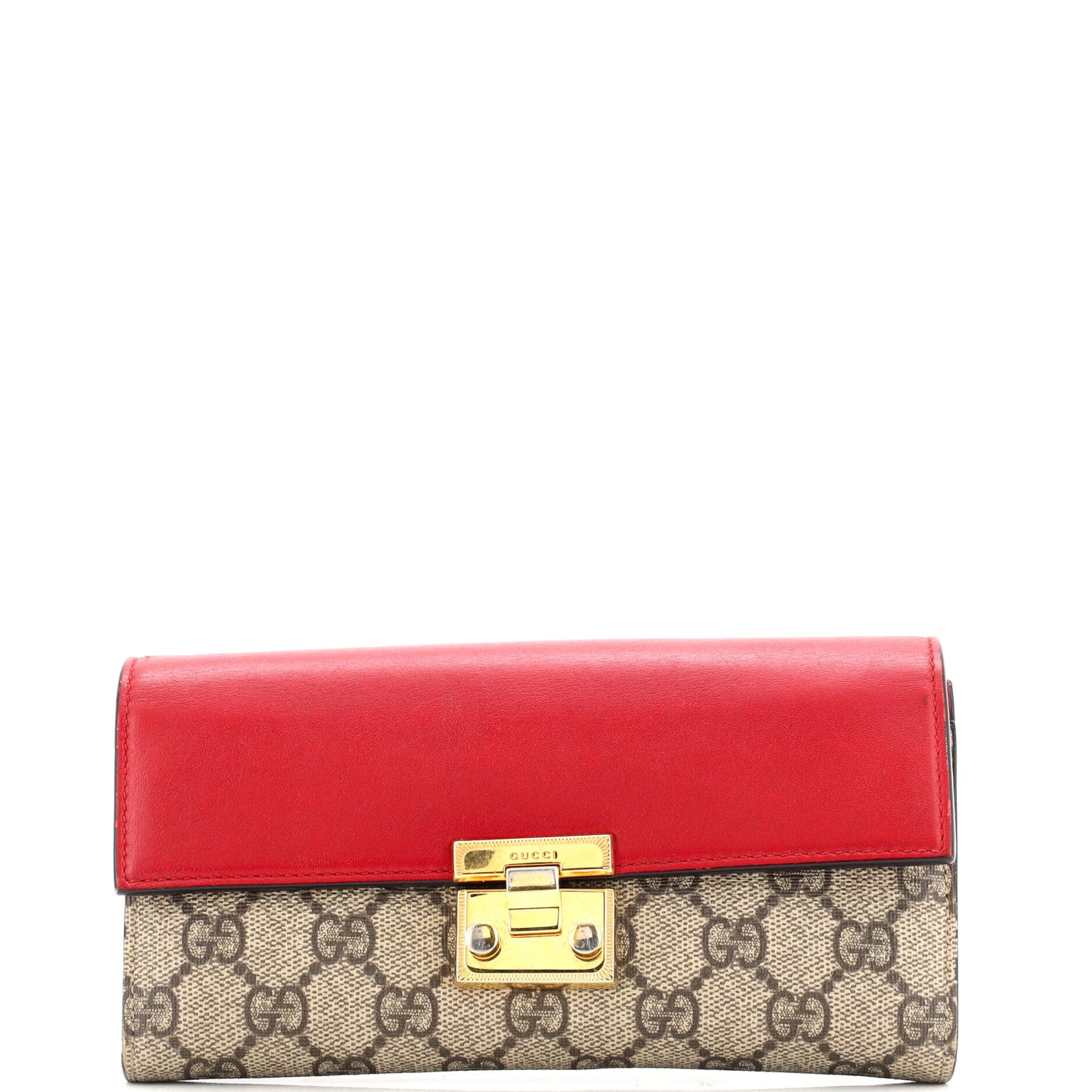 Padlock Continental Chain Wallet GG Coated Canvas and Leather Long