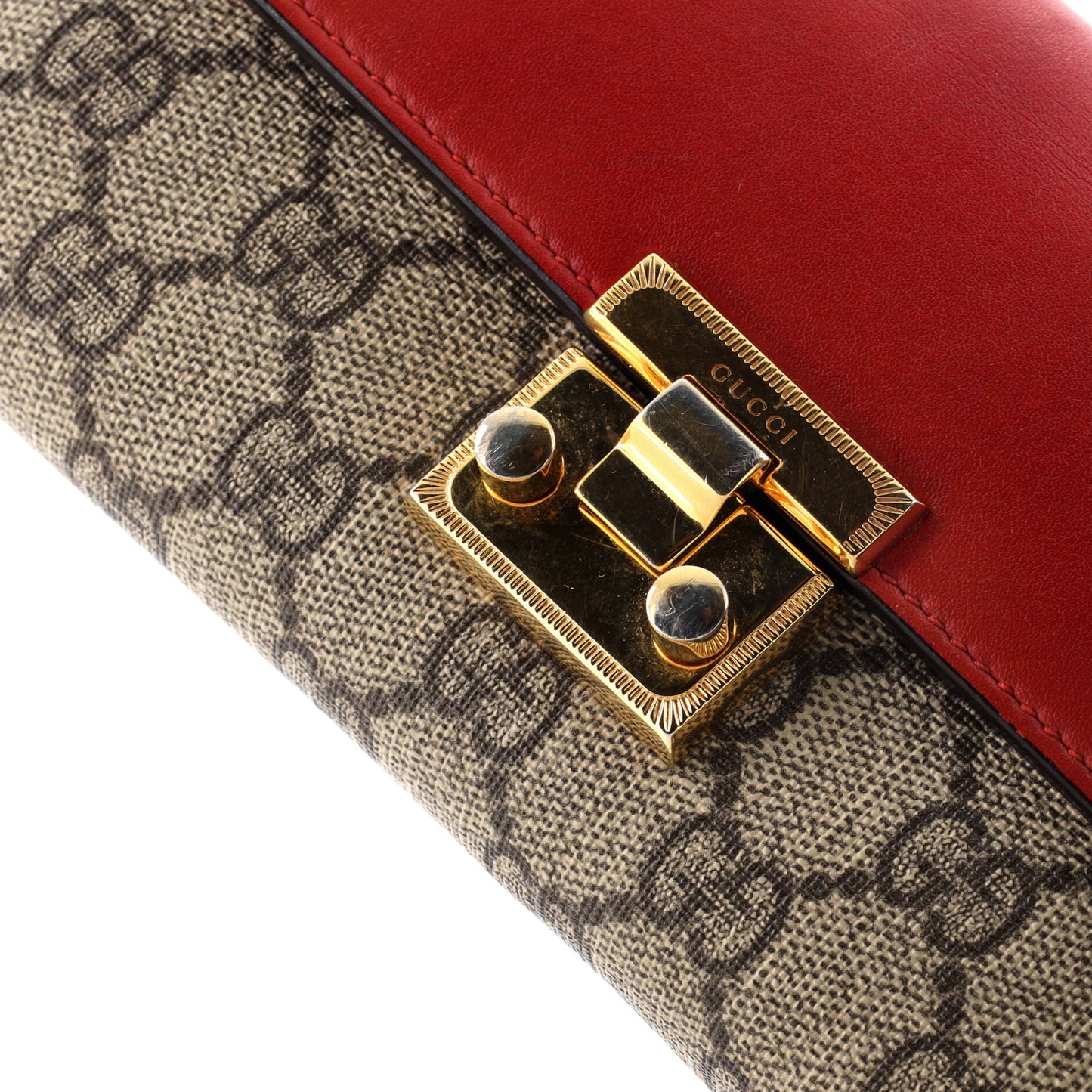 Padlock Continental Chain Wallet GG Coated Canvas and Leather Long