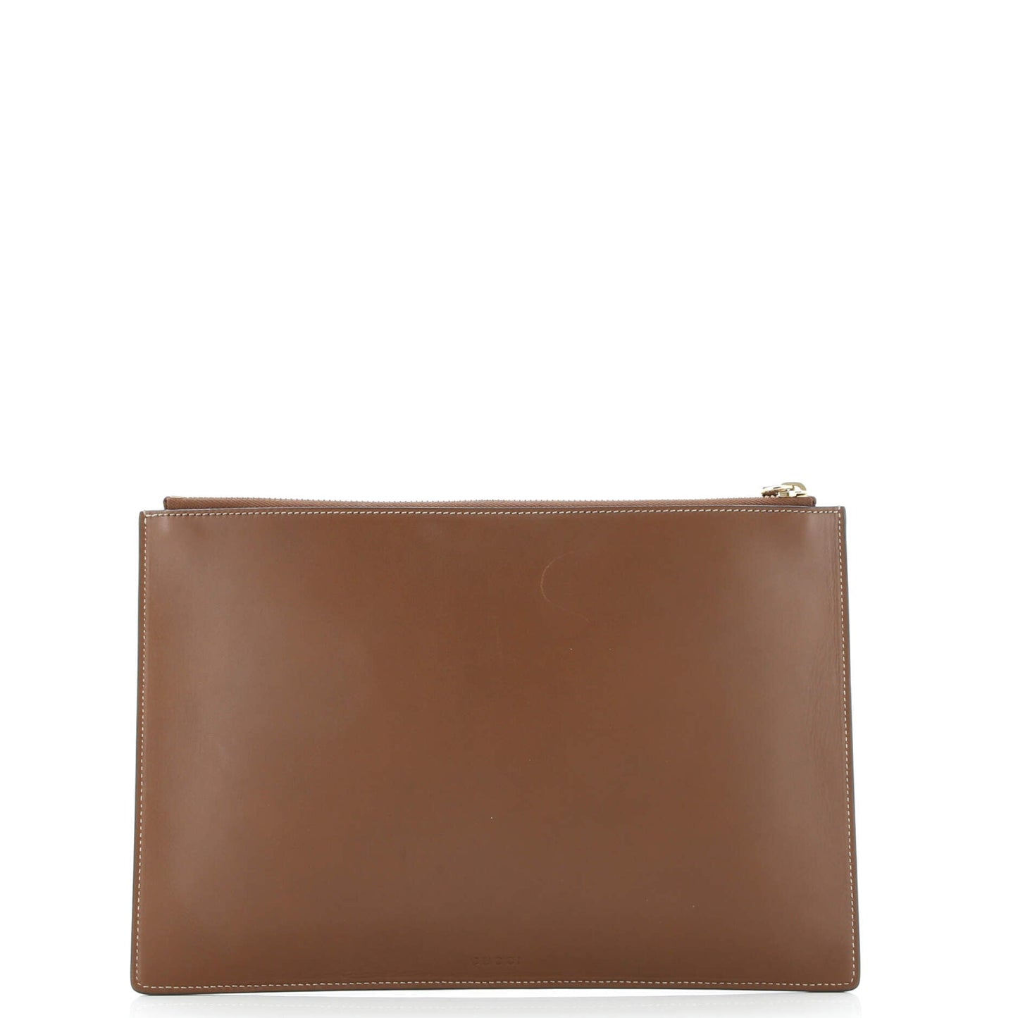 Zipped Pouch Leather with Applique Large