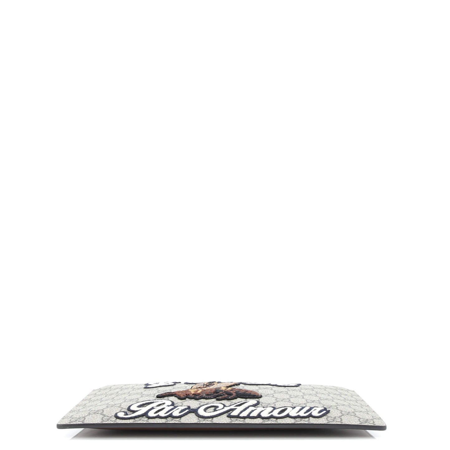 Zipped Pouch Leather with Applique Large