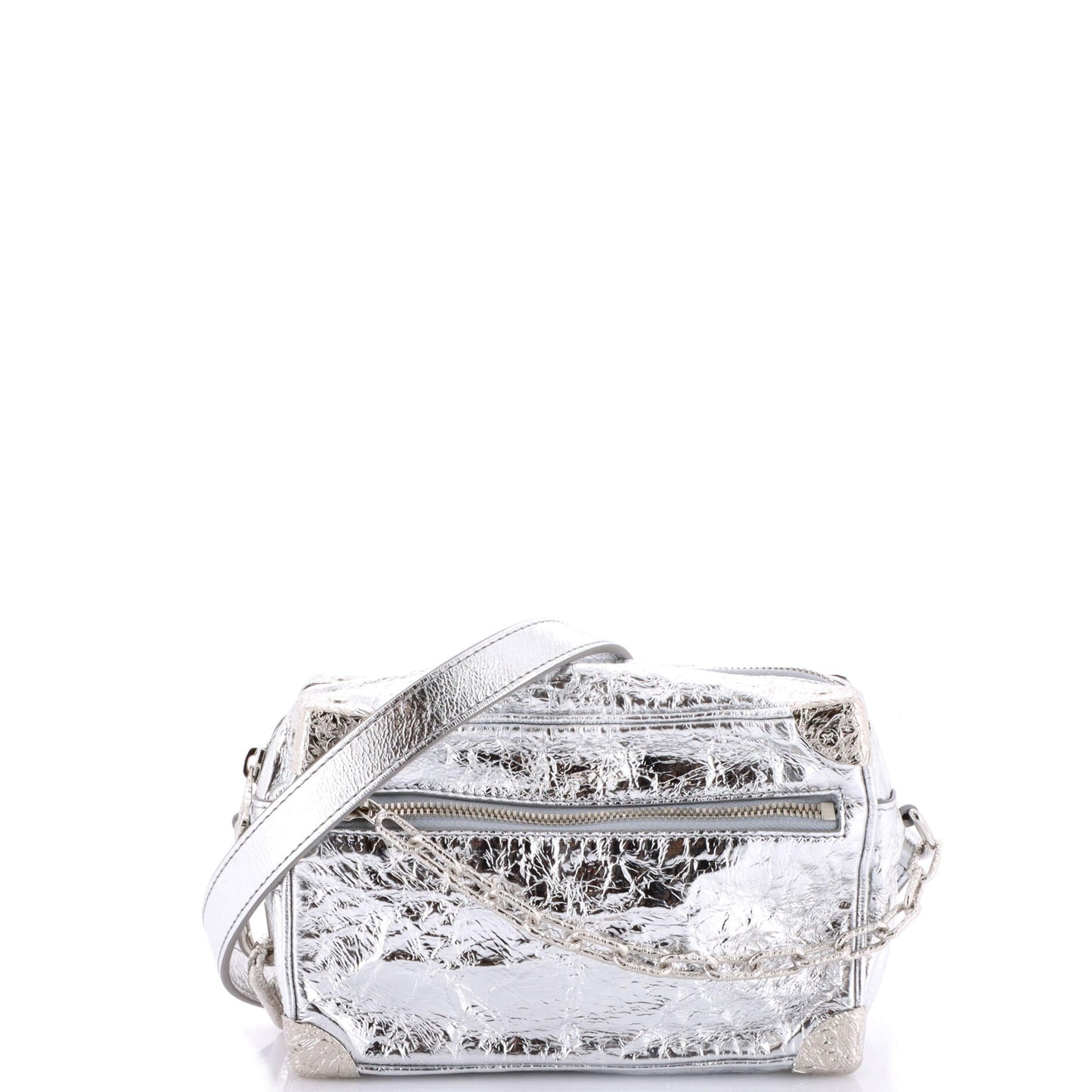 Soft Trunk Bag Crushed Metallic Calfskin Leather Mini