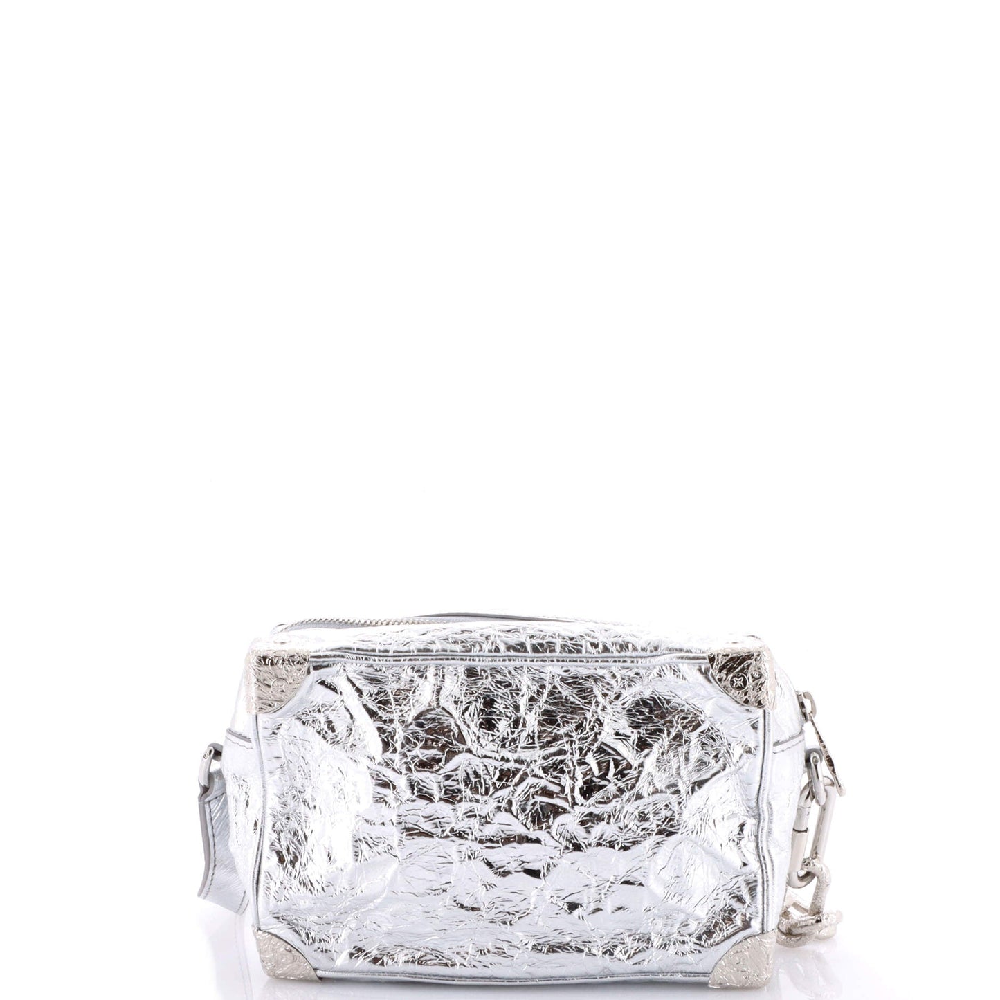 Soft Trunk Bag Crushed Metallic Calfskin Leather Mini