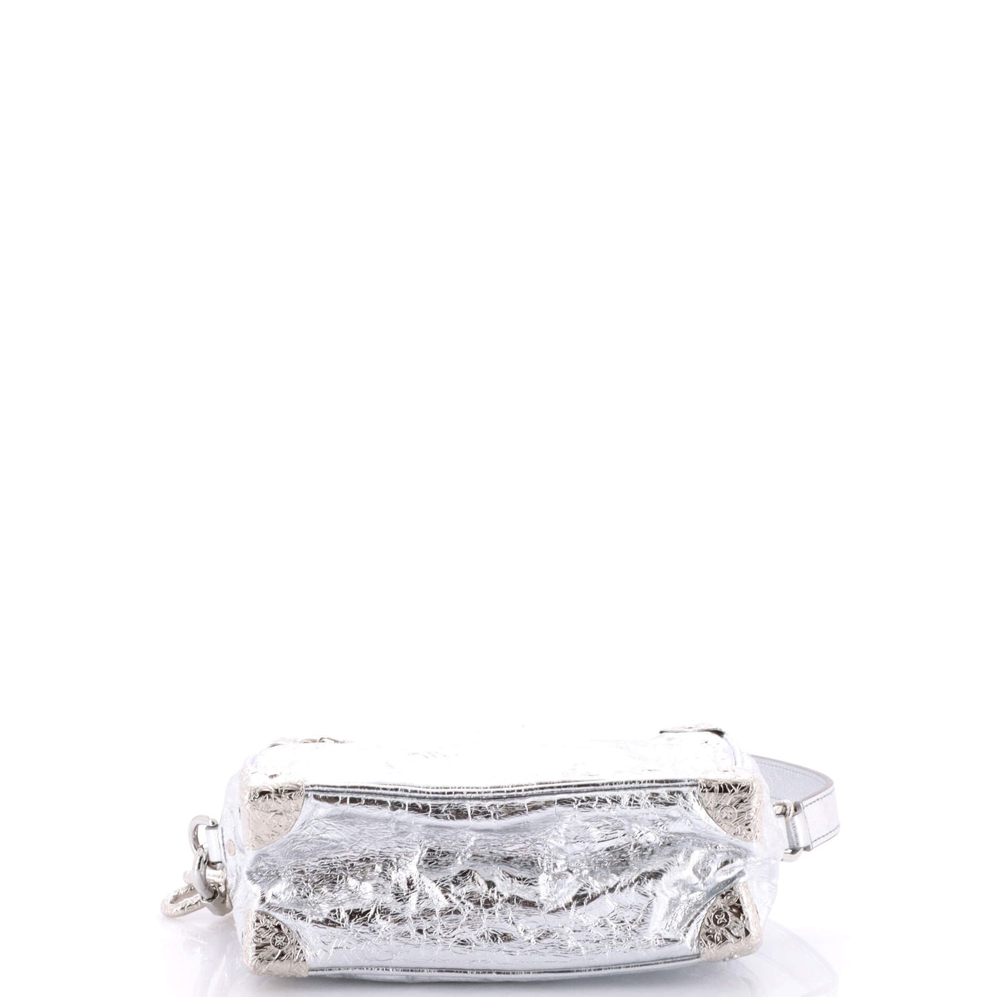 Soft Trunk Bag Crushed Metallic Calfskin Leather Mini