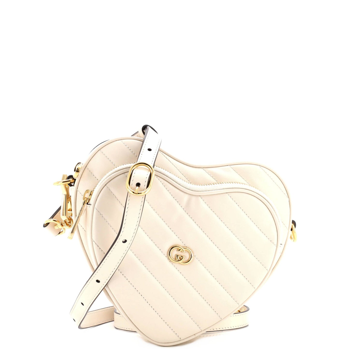 Interlocking G Heart Shoulder Bag Diagonal Quilted Leather Mini