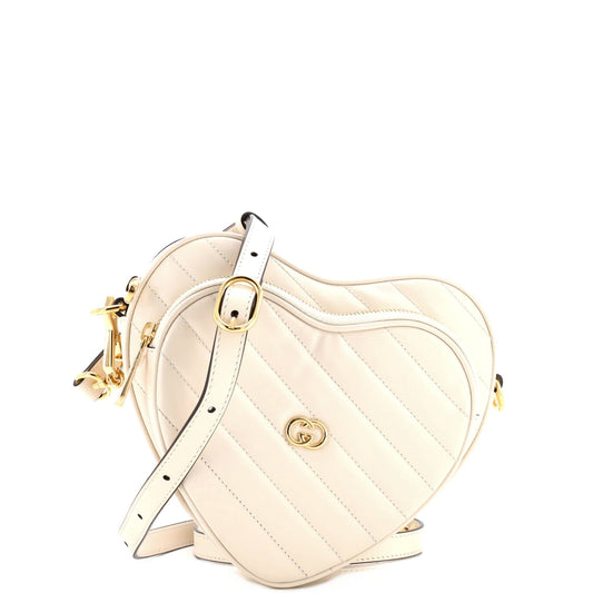 Interlocking G Heart Shoulder Bag Diagonal Quilted Leather Mini
