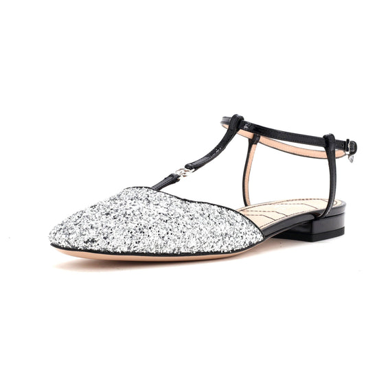 Women's GG Slingback Flats Glitter and Patent