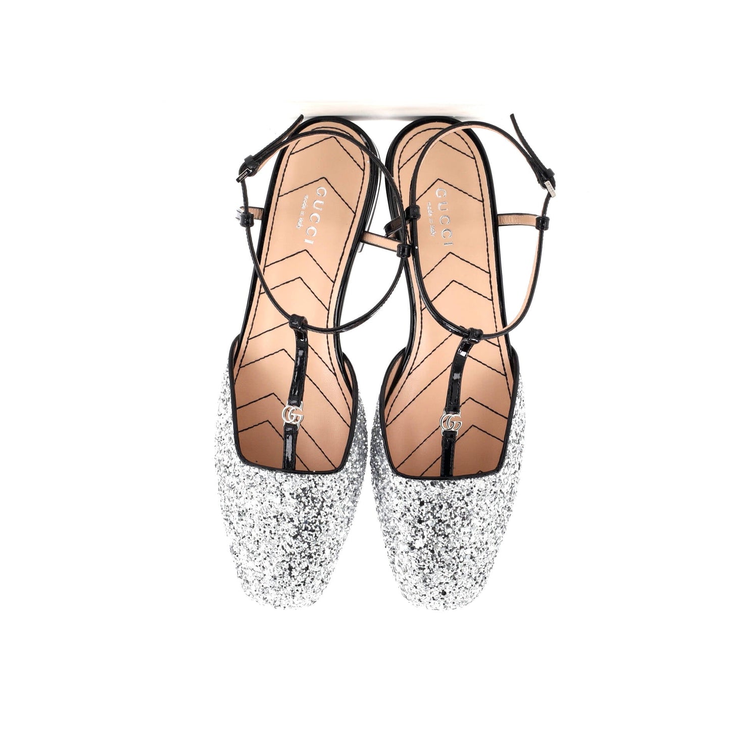 Women's GG Slingback Flats Glitter and Patent