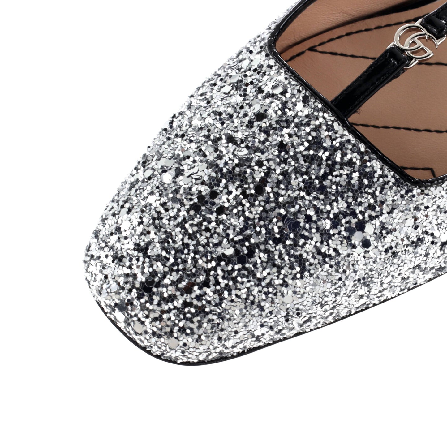 Women's GG Slingback Flats Glitter and Patent