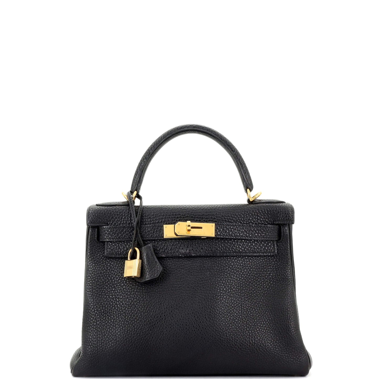 Kelly Handbag Noir Clemence with Gold Hardware 28