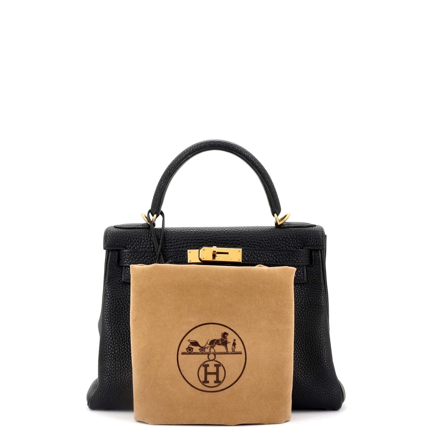 Kelly Handbag Noir Clemence with Gold Hardware 28