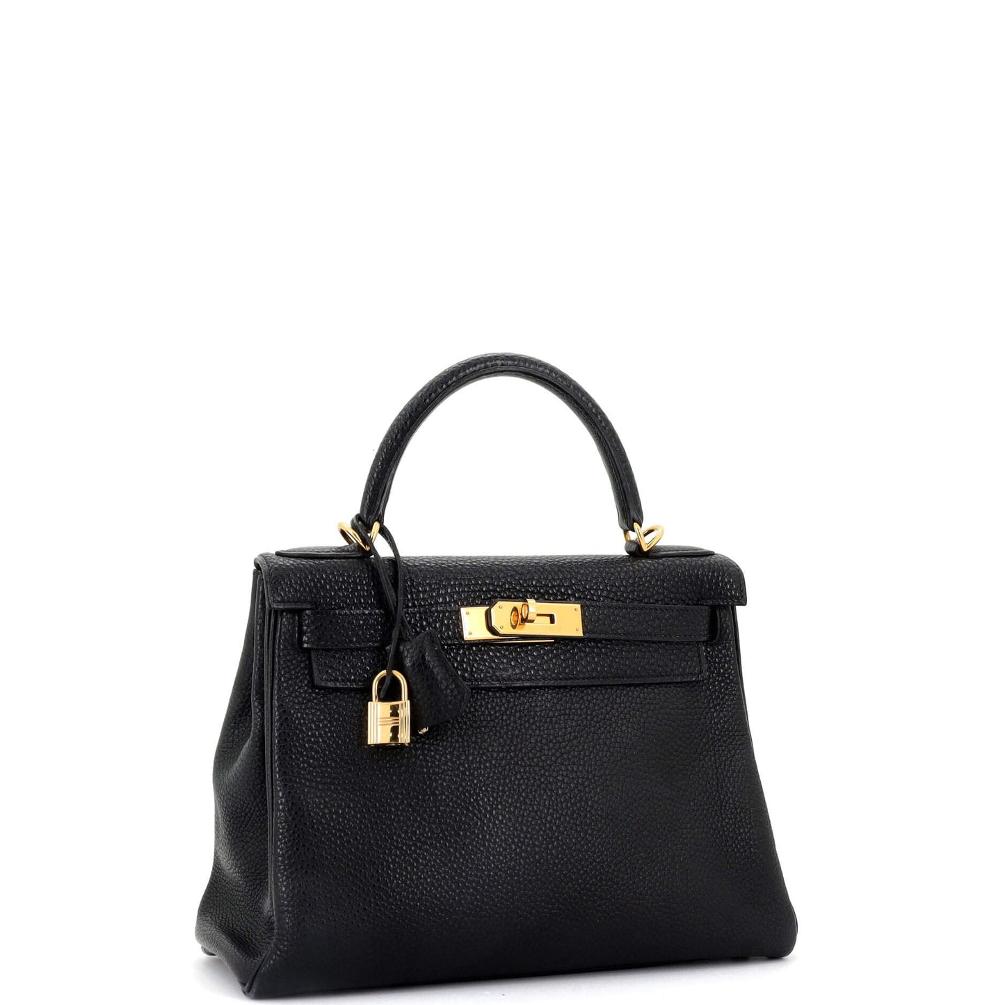 Kelly Handbag Noir Clemence with Gold Hardware 28