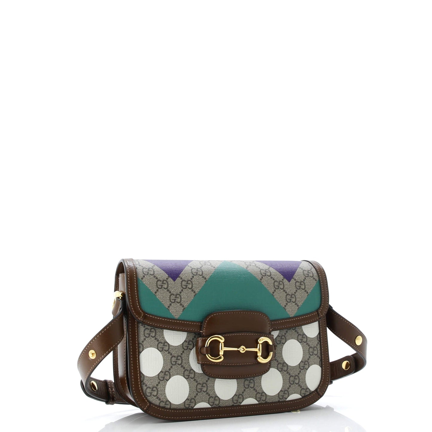 Horsebit 1955 Shoulder Bag Printed GG Coated Canvas with Leather Small