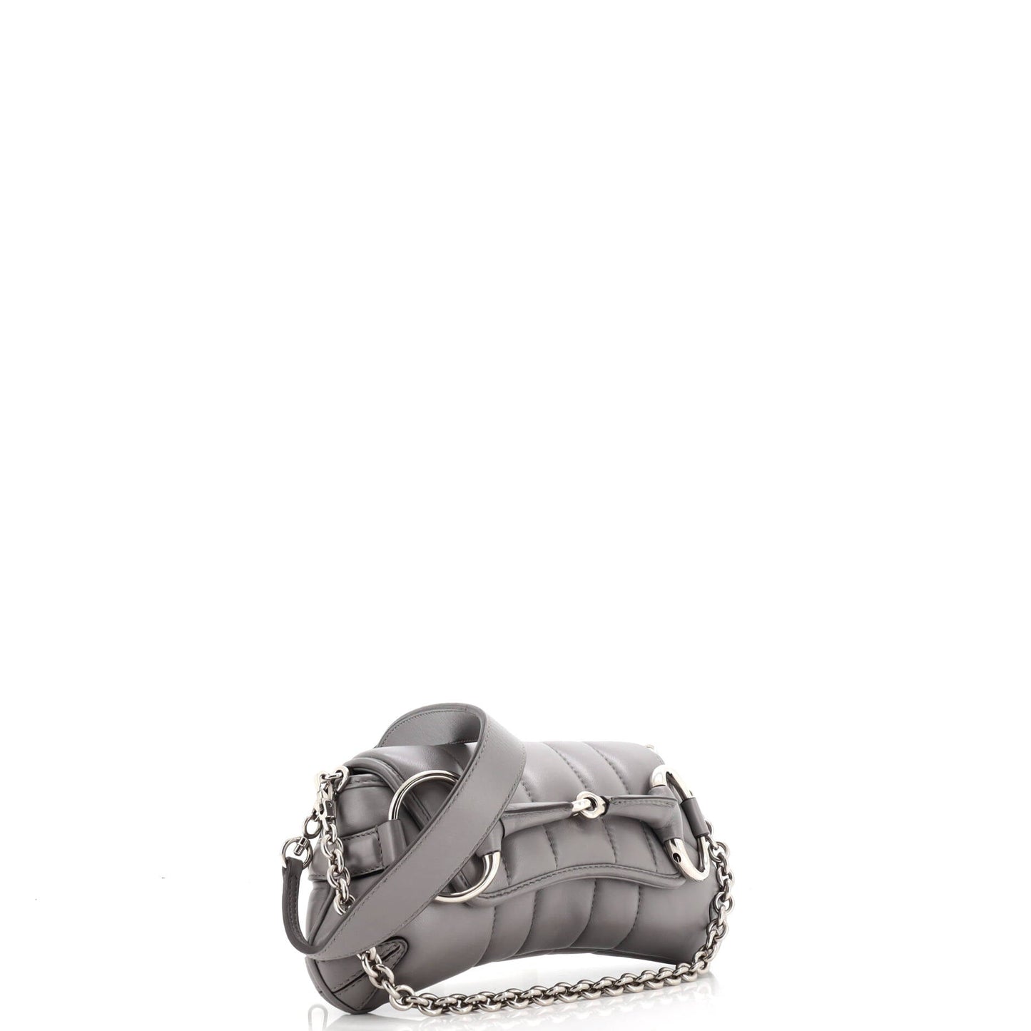 Horsebit Chain Shoulder Bag Vertical Quilted Leather Small