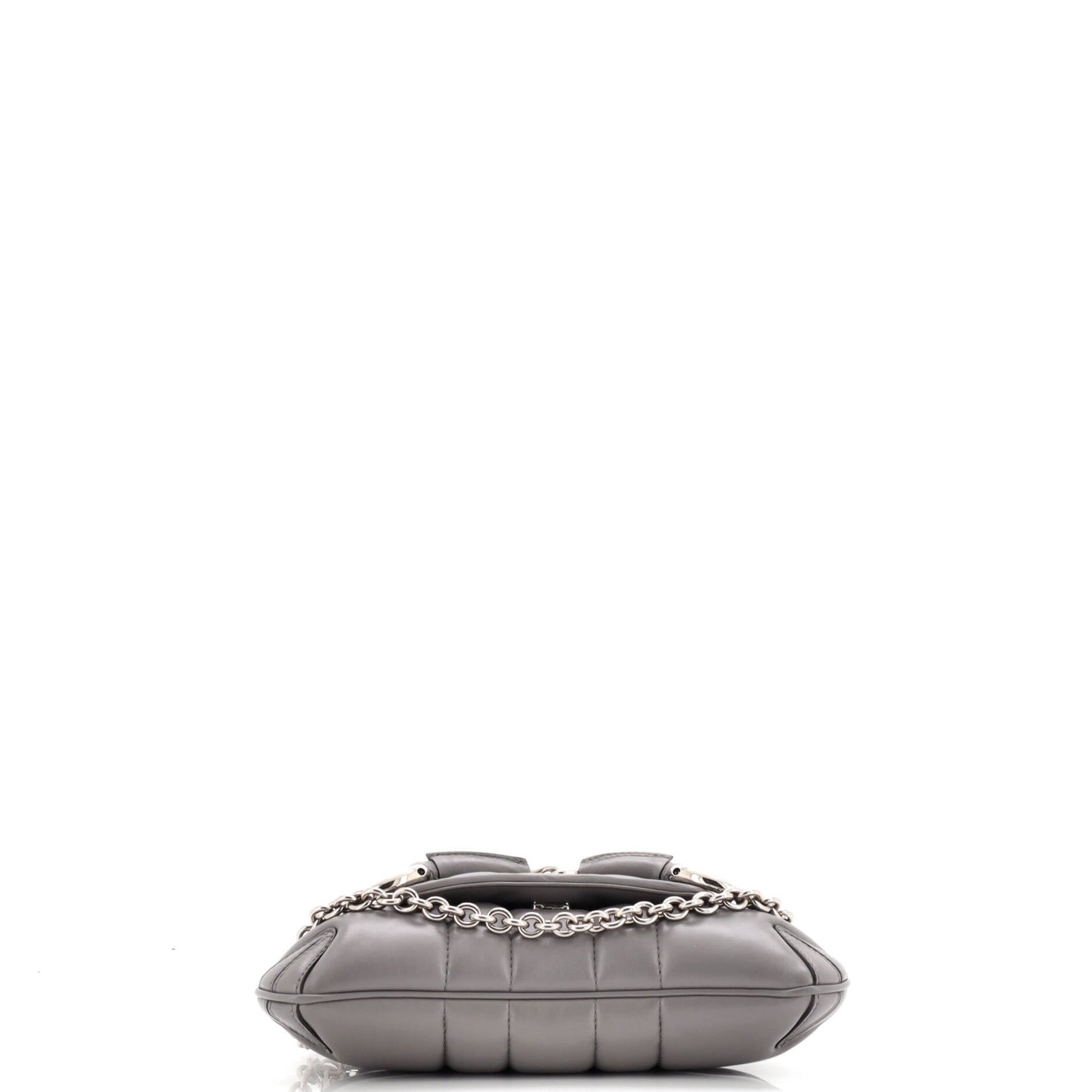 Horsebit Chain Shoulder Bag Vertical Quilted Leather Small