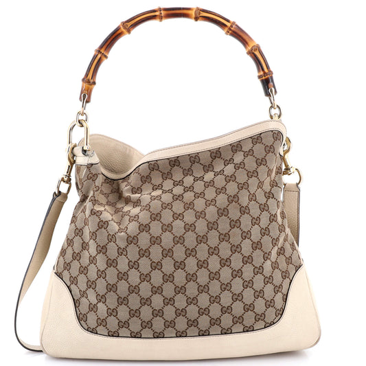 Diana Bamboo Shoulder Bag GG Canvas Medium
