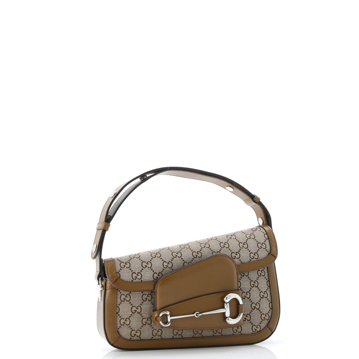 Horsebit 1955 Asymmetric Shoulder Bag GG Canvas with Leather Small