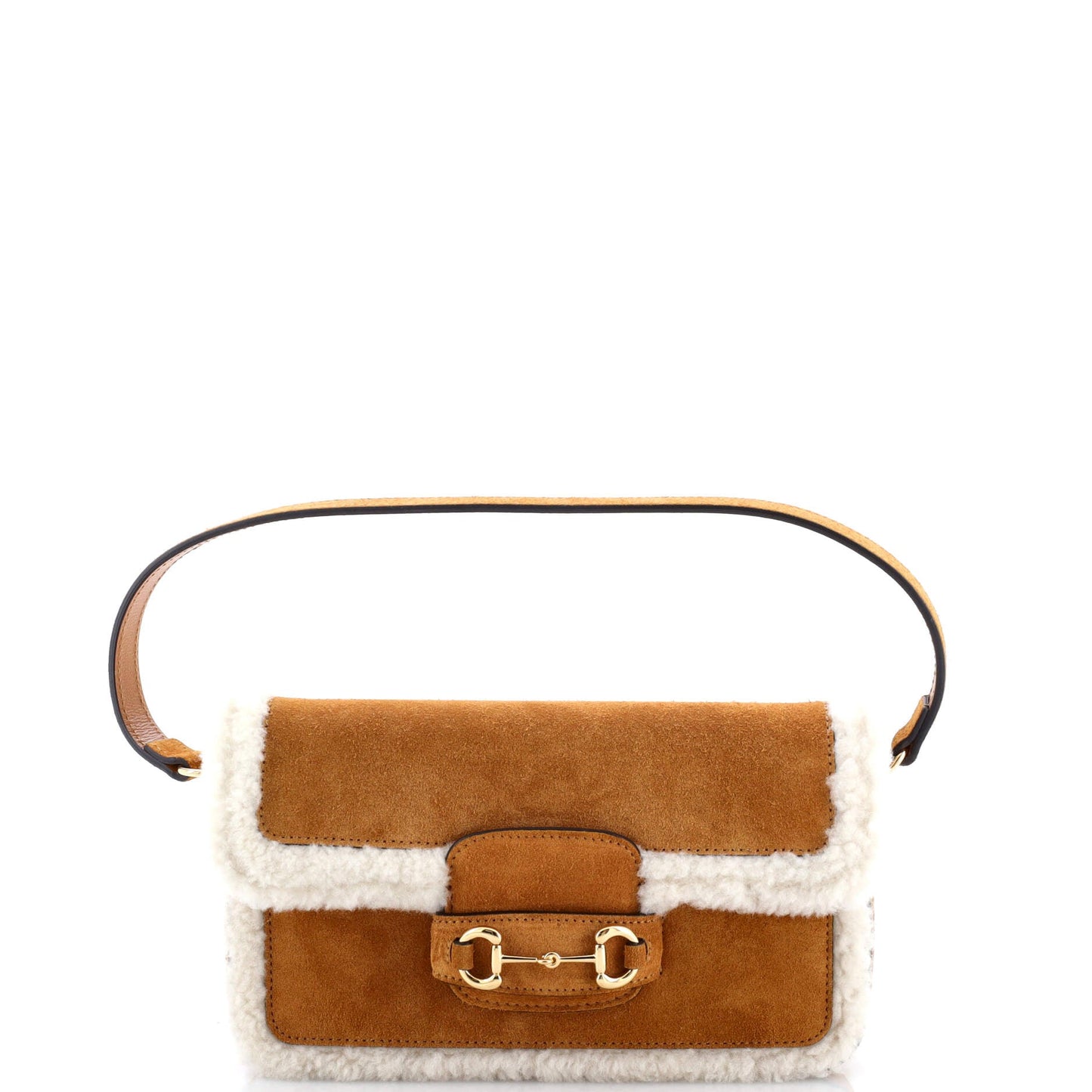 Horsebit 1955 Shoulder Bag Suede with Shearling Mini