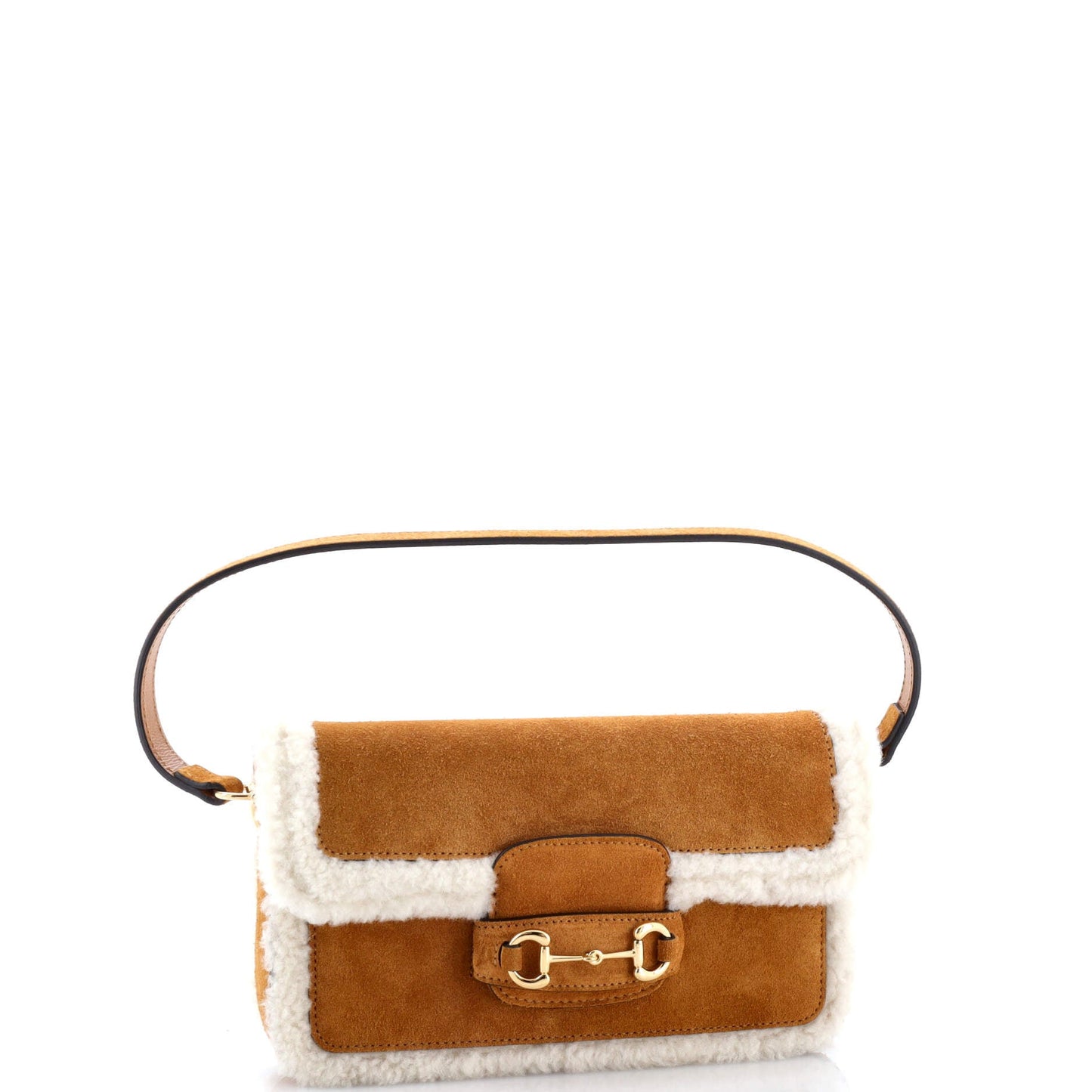 Horsebit 1955 Shoulder Bag Suede with Shearling Mini
