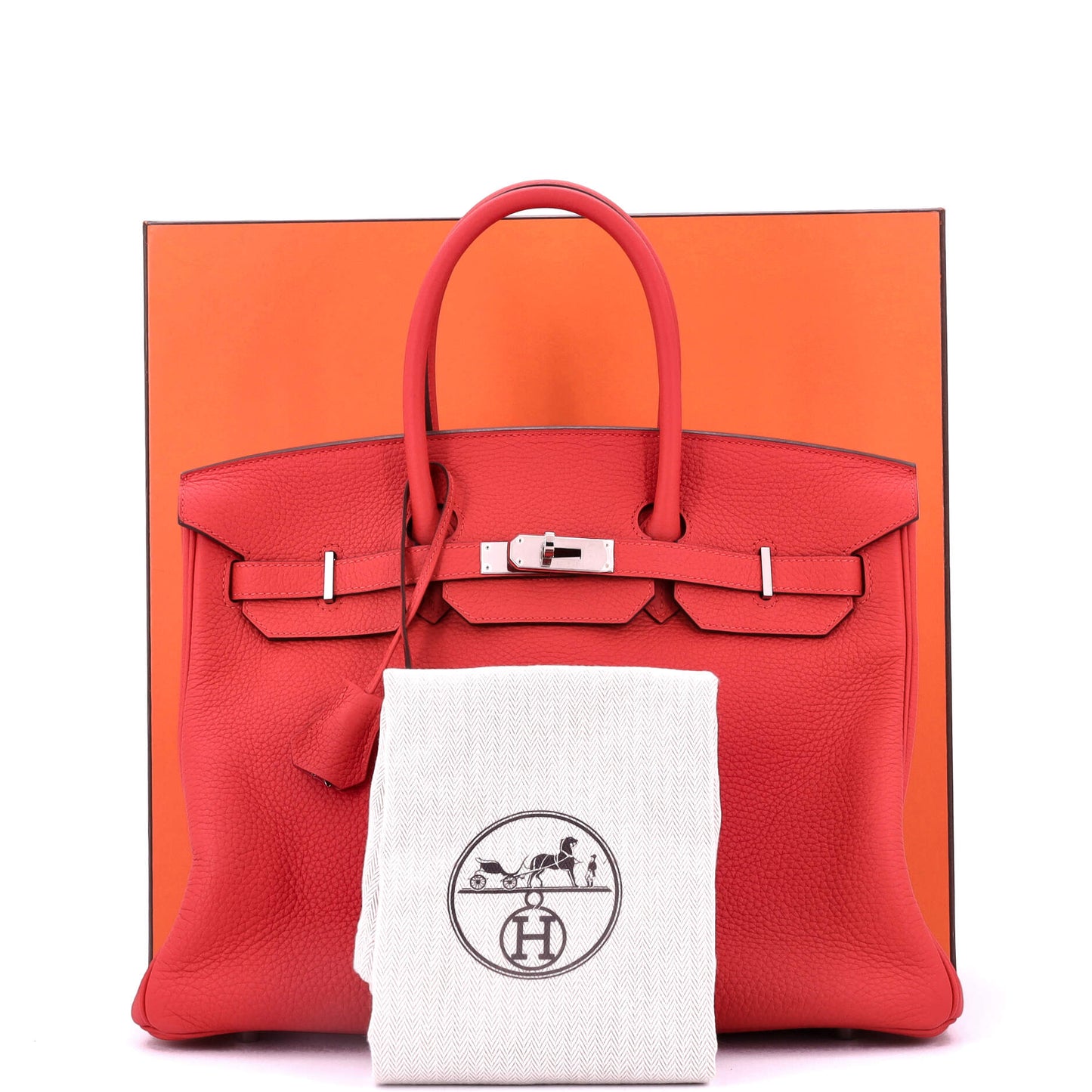 Birkin Handbag Rouge Tomate Clemence with Palladium Hardware 35