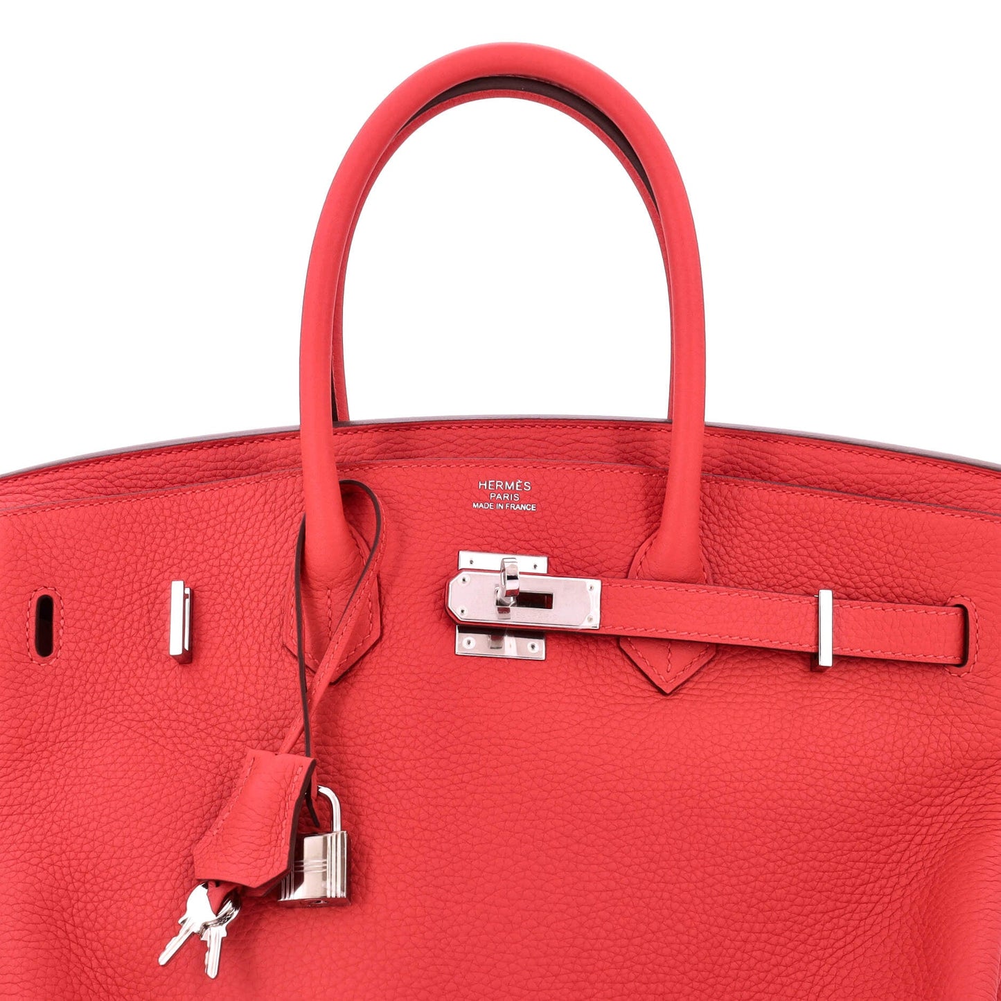 Birkin Handbag Rouge Tomate Clemence with Palladium Hardware 35