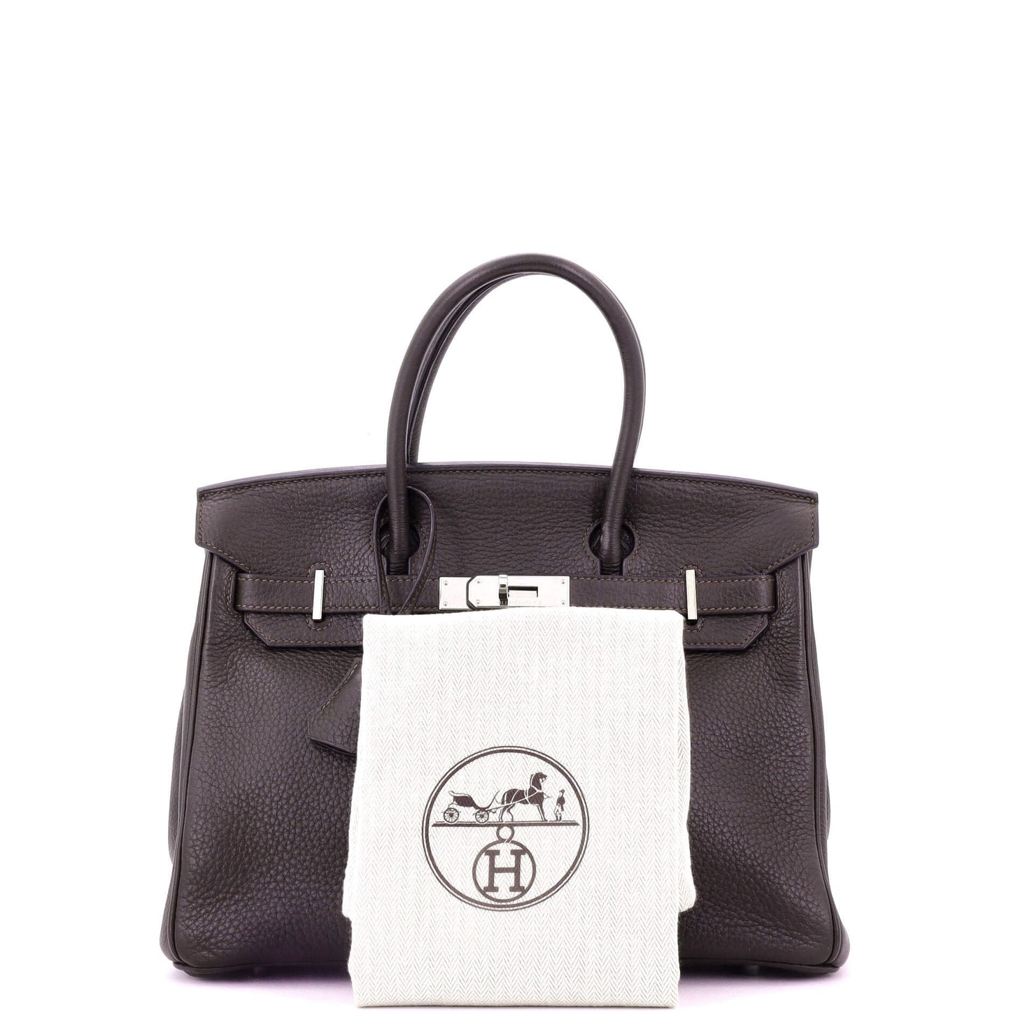 Birkin Handbag Ebene Clemence with Palladium Hardware 30