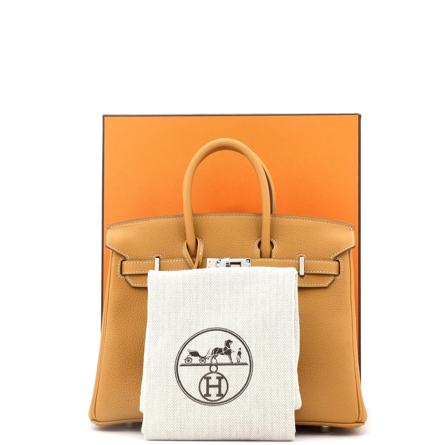 Birkin Handbag Natural Sable Clemence with Palladium Hardware 25