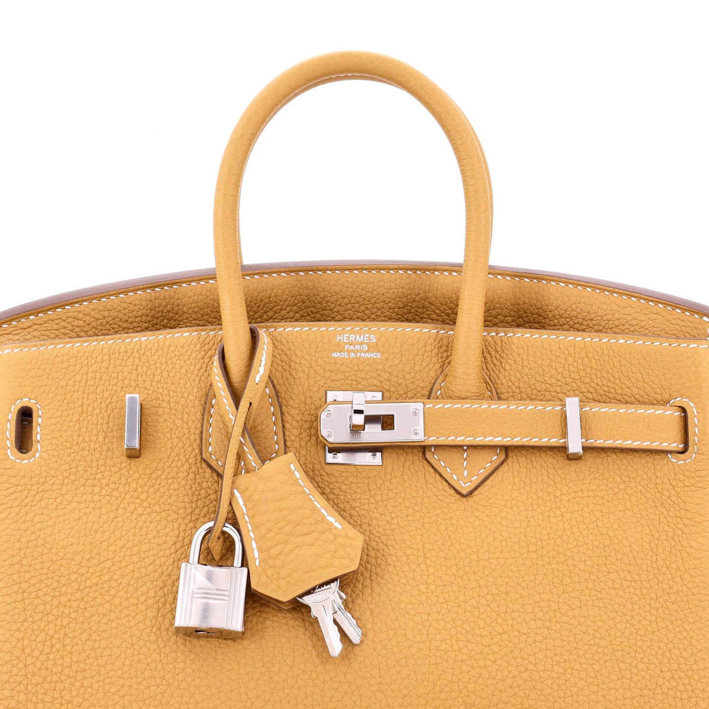 Birkin Handbag Natural Sable Clemence with Palladium Hardware 25