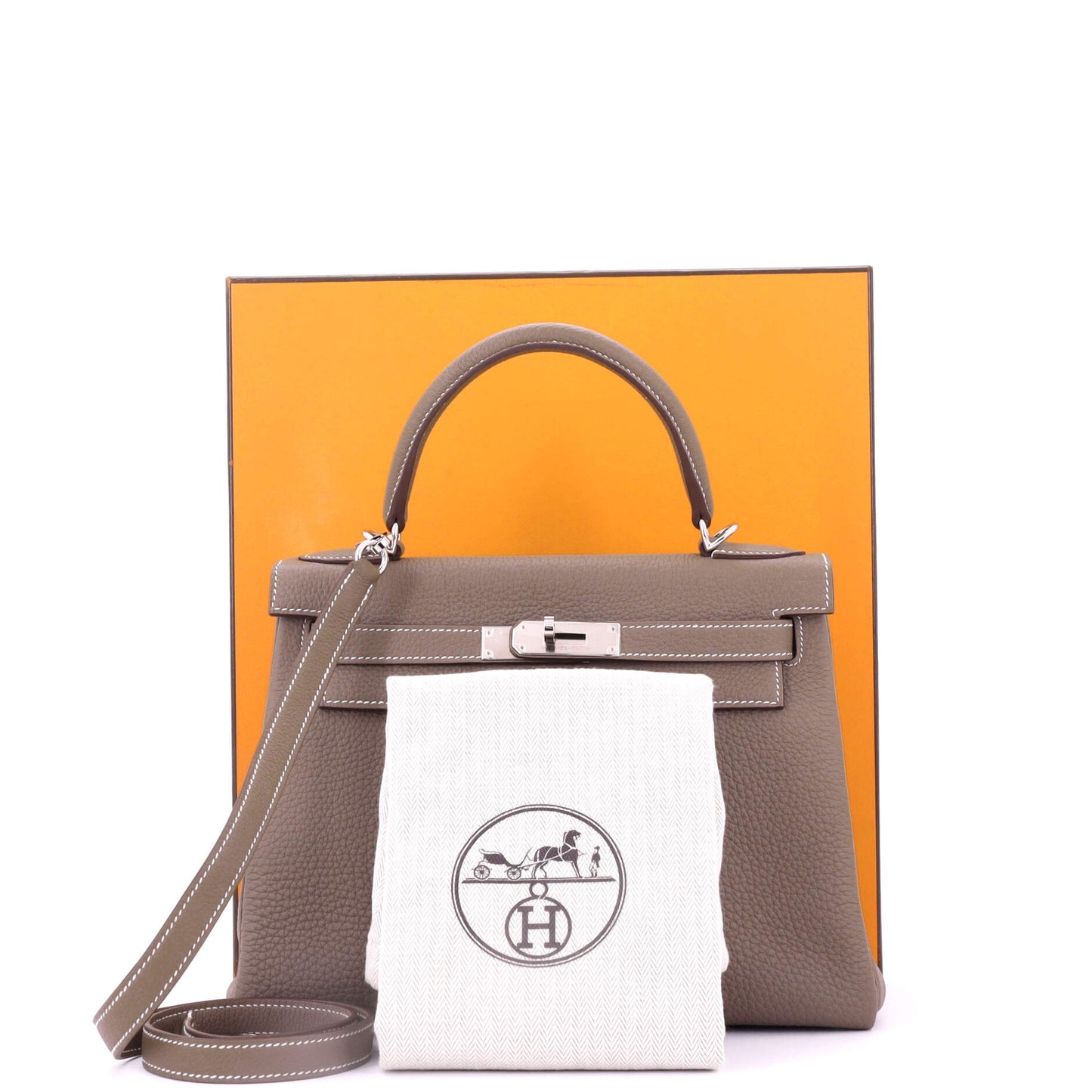 Kelly Handbag Grey Togo with Palladium Hardware 28