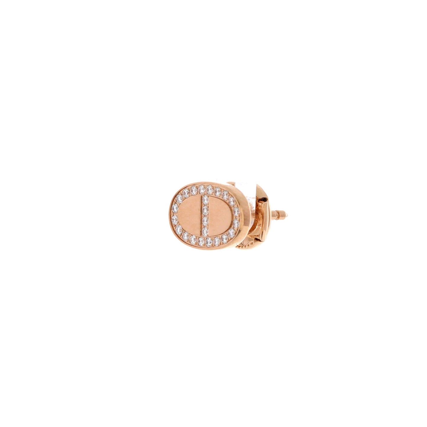 Chaine d'Ancre Contour Stud Earrings 18K Rose Gold and Diamonds