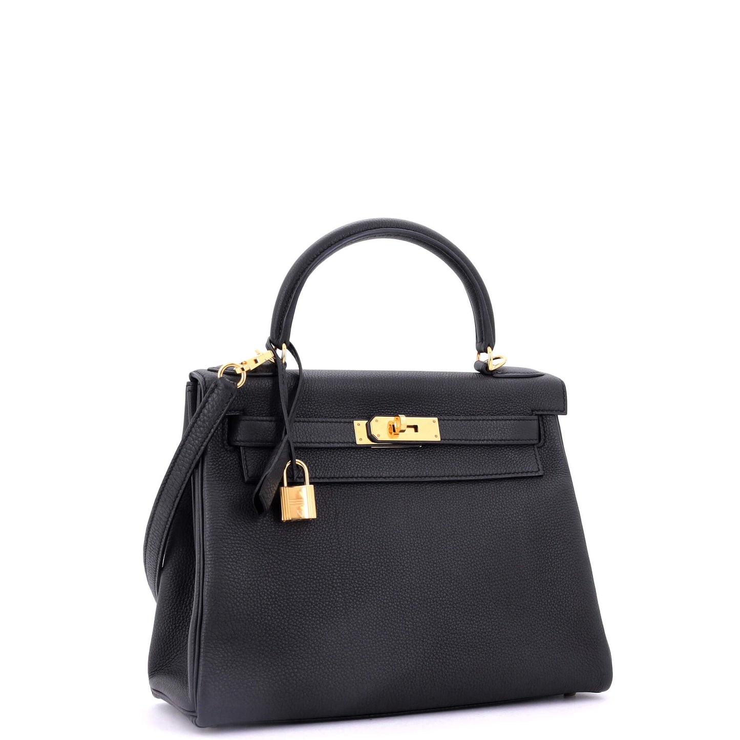 Kelly Handbag Noir Novillo with Gold Hardware 28