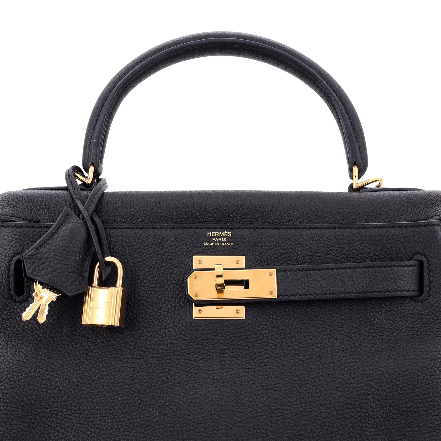 Kelly Handbag Noir Novillo with Gold Hardware 28