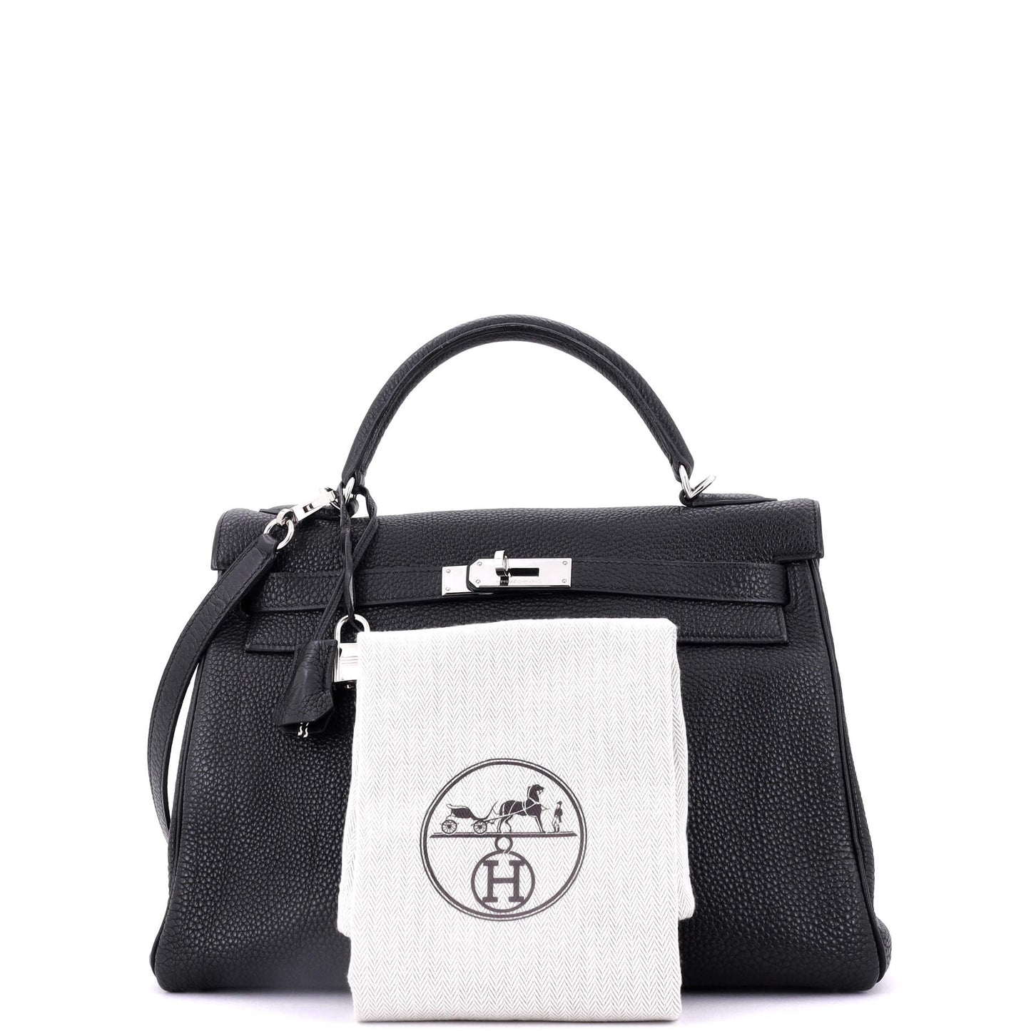 Kelly Handbag Noir Togo with Palladium Hardware 32