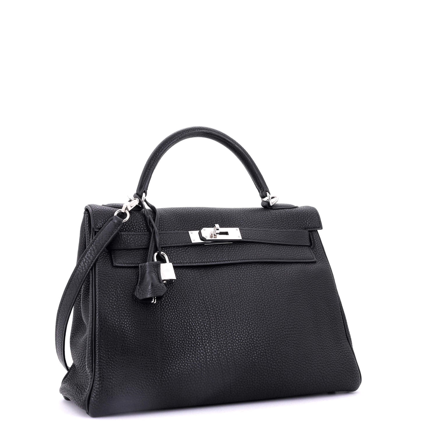 Kelly Handbag Noir Togo with Palladium Hardware 32