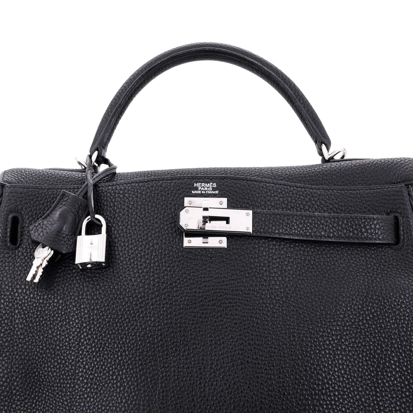 Kelly Handbag Noir Togo with Palladium Hardware 32