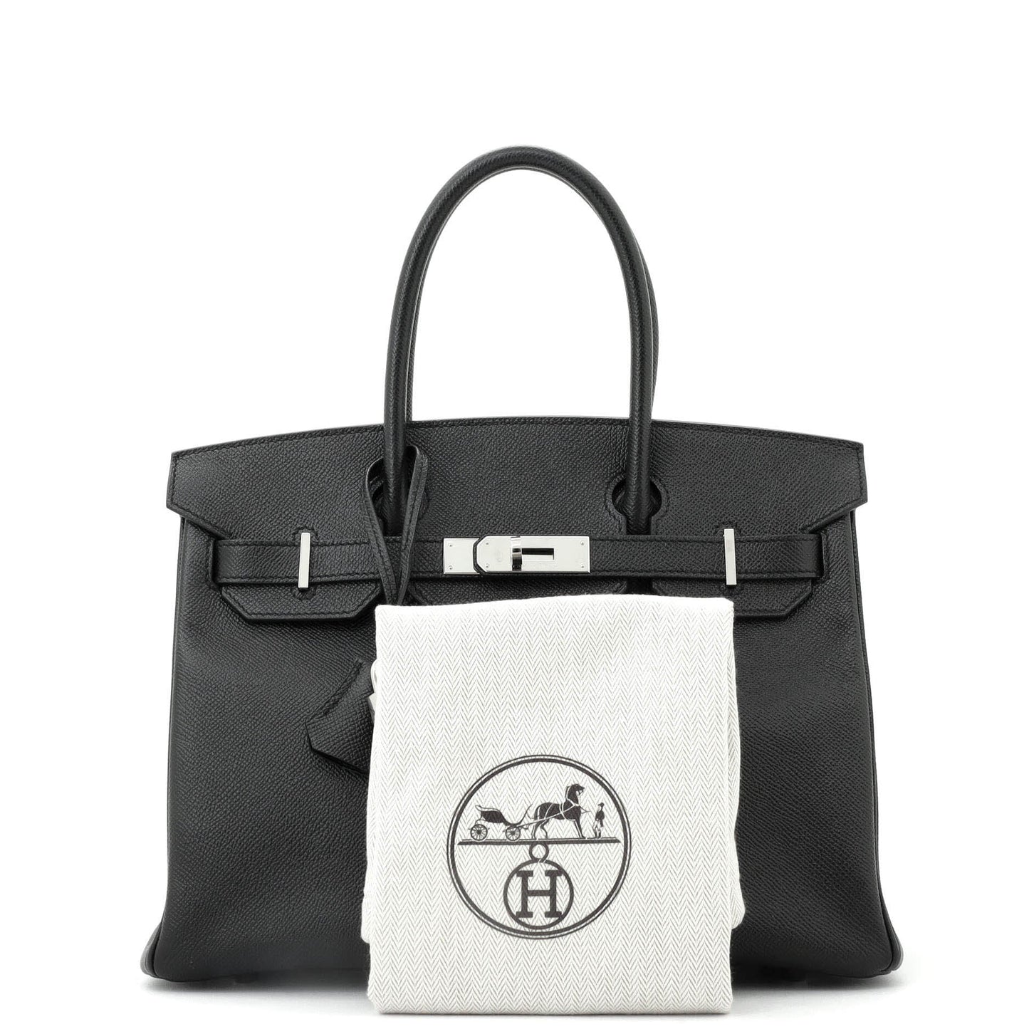 Birkin Handbag Noir Epsom with Palladium Hardware 30
